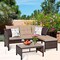 Costway 3PCS Patio Wicker Rattan Sofa Set Outdoor Sectional Conversation Set